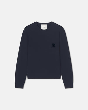 Stono - Embroidered Merino Wool Sweater - Navy