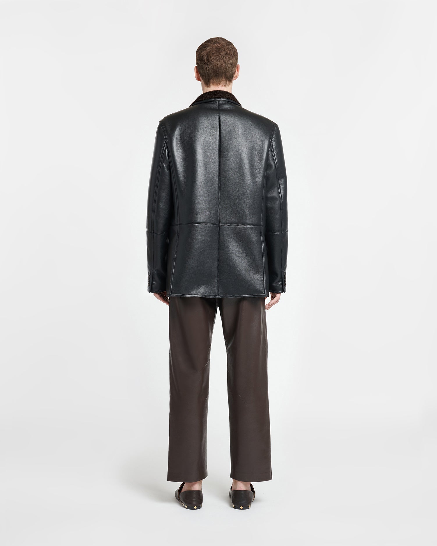 Andro - Bonded Shearing Blazer - Black/Brown