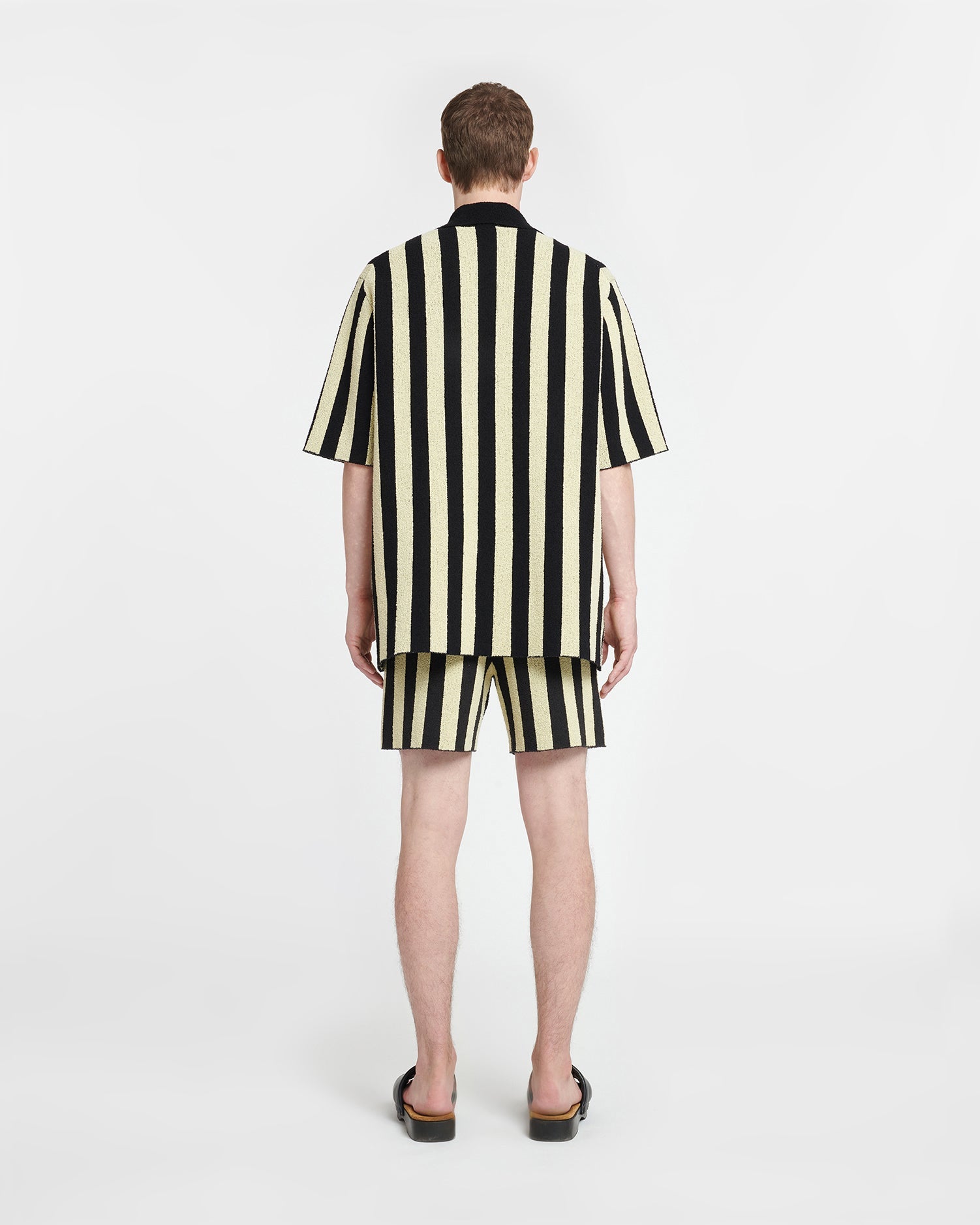 Ziko - Striped Terry-Knit Shirt - Pale Yellow/Black