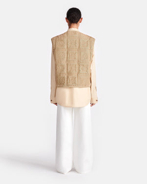 Elvio - Quilted Tech-Velvet Gilet - Iridescent Khaki