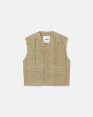 Elvio - Quilted Tech-Velvet Gilet - Iridescent Khaki