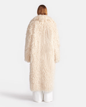 Kilah - Faux Racka Fur Coat - Creme