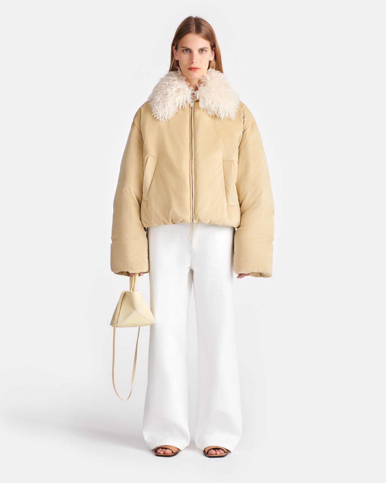 Zacharie - Alt-Suede and Faux-Fur Jacket - Beige/Creme