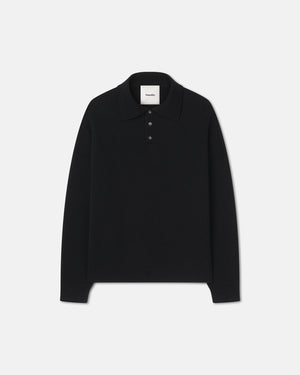 Elieke - Plush Cashmere Polo-Neck Sweater - Black