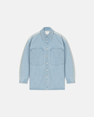 Beaux - Crochet-Trimmed Denim Shirt - Eco Bleach