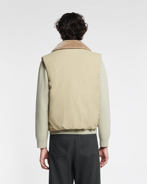 Mexim - Faux Fur and Tech Nylon Vest - Sage/ Beige