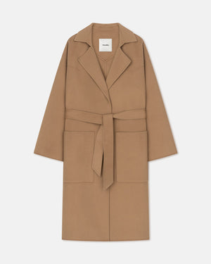 Alamo - Wool Silk Blend Robe Coat - Camel