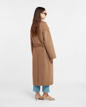 Alamo - Wool Silk Blend Robe Coat - Camel