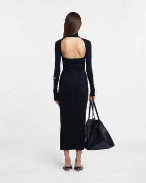 Cardia - Mesh-Jersey Turtleneck Dress - Black