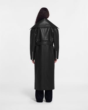 Mariella - Regenerated Leather Biker Coat - Black