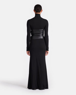 Amabel - Mesh Jersey And Okobor™ Alt-Leather Maxi Dress - Black