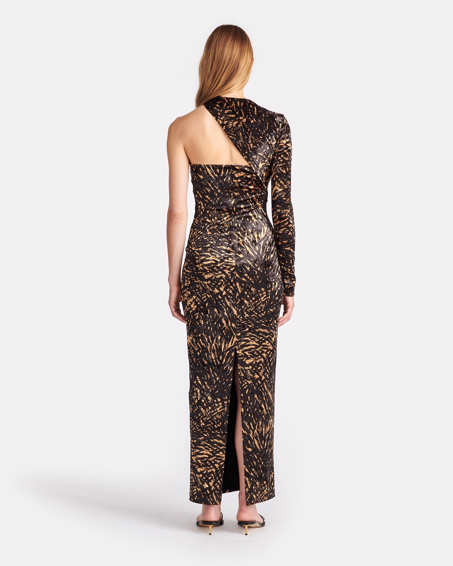 Neave - Asymmetric Crushed Velvet Midi Dress - Fur Stroke Animal