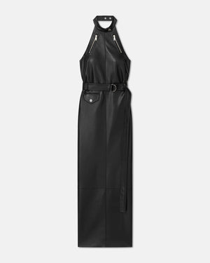 Minnow - Regenerated Leather Midi Dress - Black