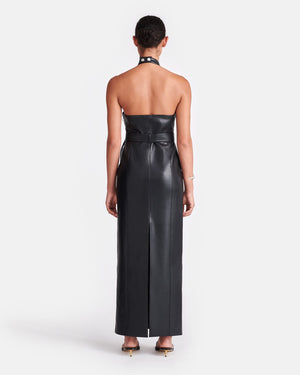 Minnow - Regenerated Leather Midi Dress - Black