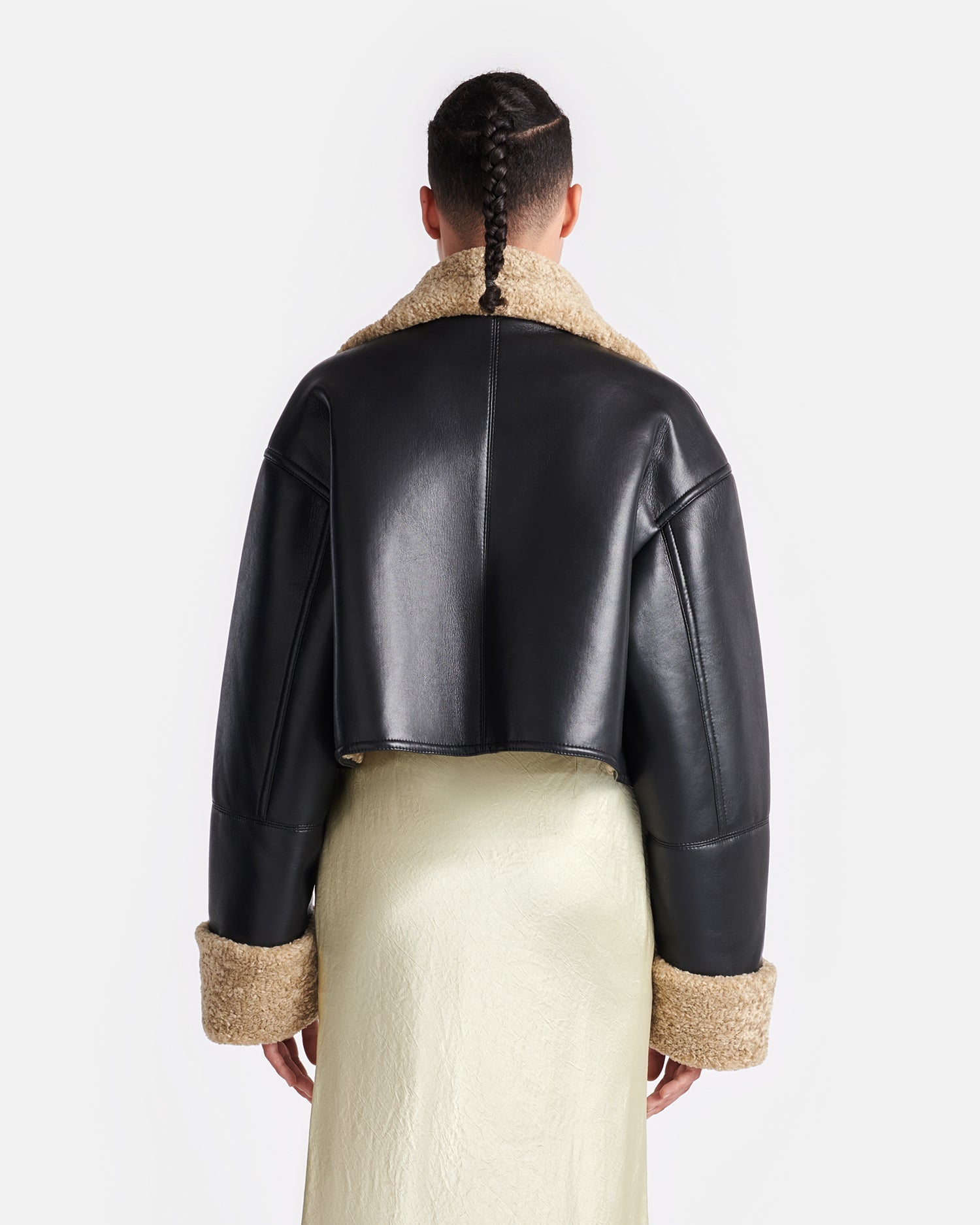 Jemma - Bonded Shearling Jacket - Cornstalk/Black