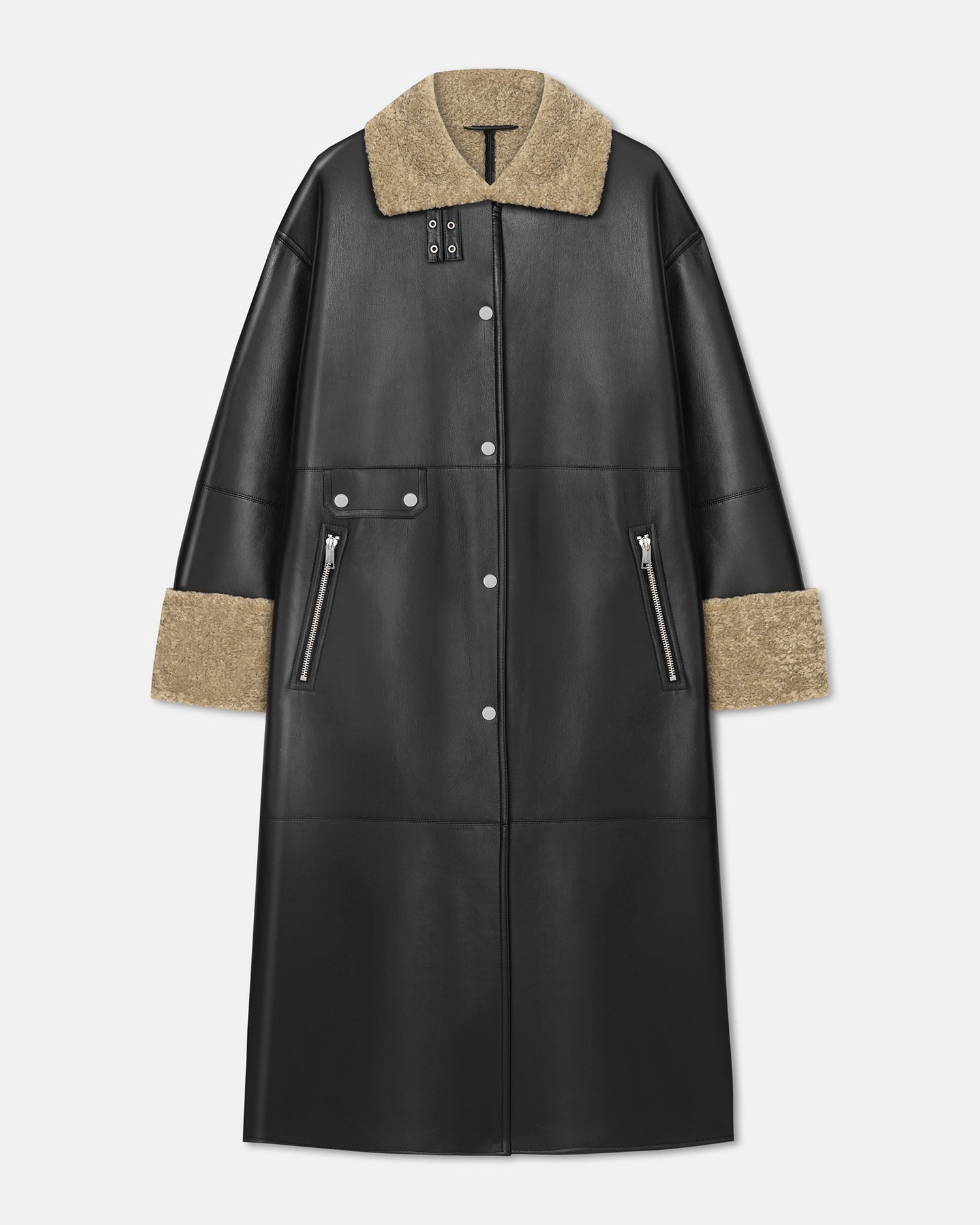 Liesel - Bonded Shearling Coat - Cornstalk/Black