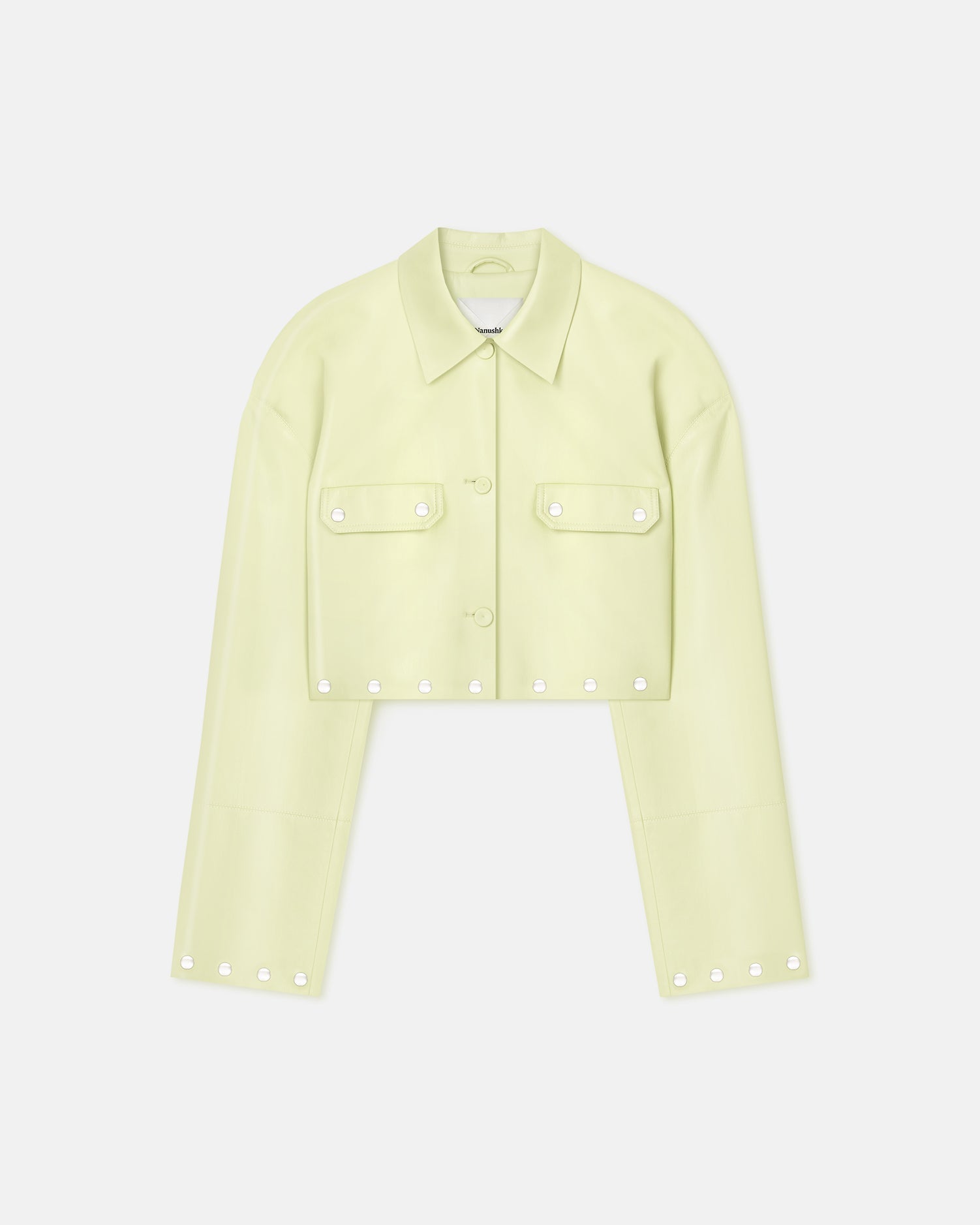 Kassie - Studded Okobor™ Alt-Leather Shirt - Shadow Lime