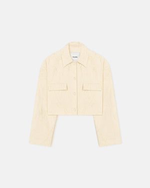 Coreen - Cropped Sculpted Glass Poplin Shirt - Oat