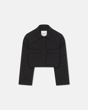 Coreen - Cropped Sculpted Glass Poplin Shirt - Black