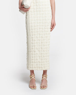 Haylen - Seersucker Tech Linen Midi Dress - Creme