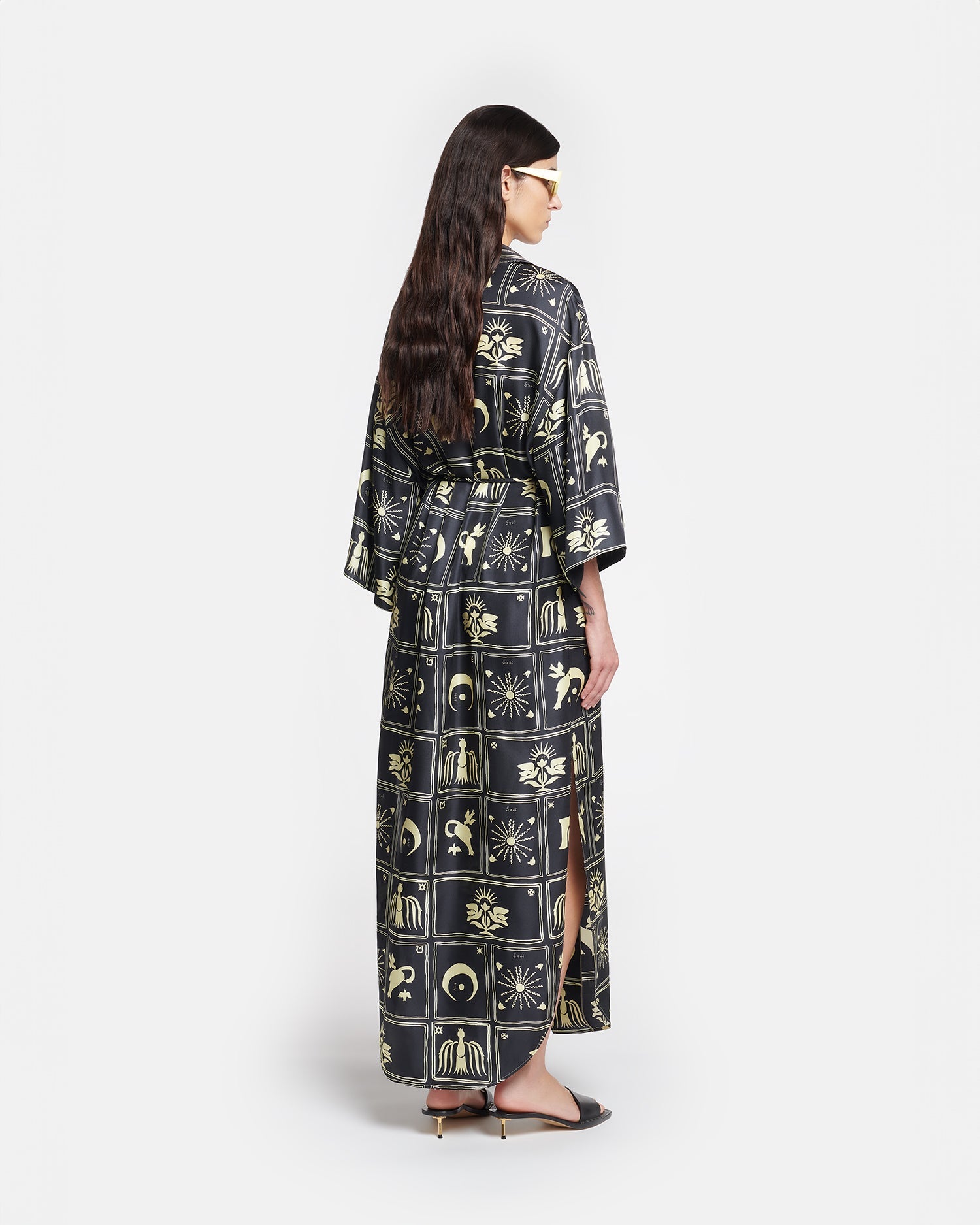 Damala - Printed Shirt Dress - Folk Art Black