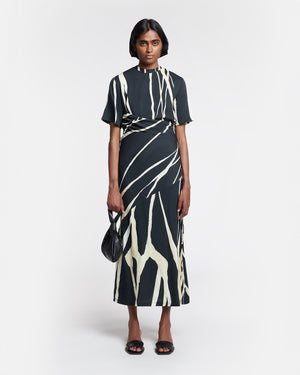 Brantley - Printed Georgette Midi Dress - Light Fringe