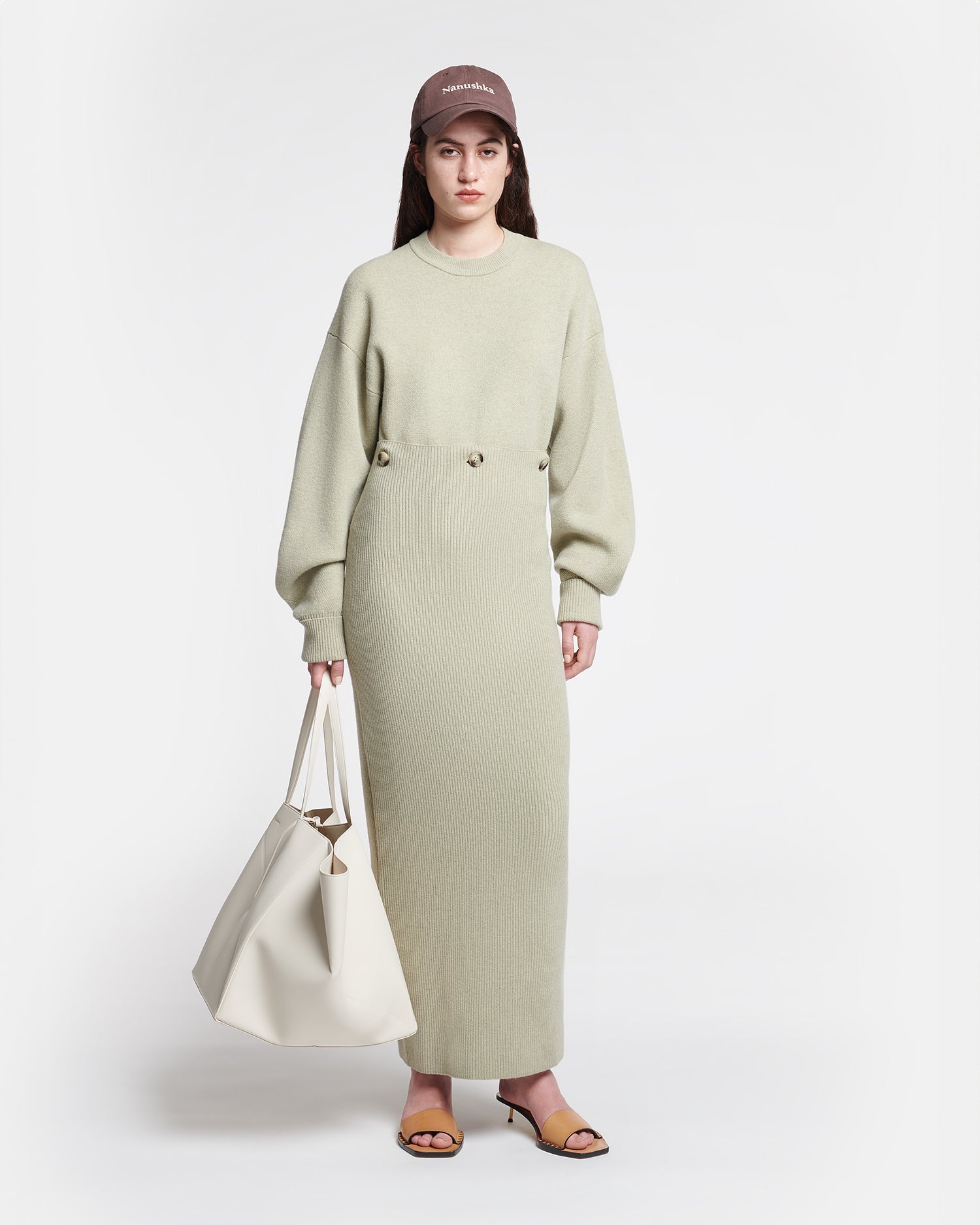 Zothy - Compact Merino Wool Midi Dress - Stone