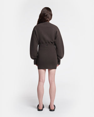 Strahe - Compact Merino Wool Mini Dress - Coffee