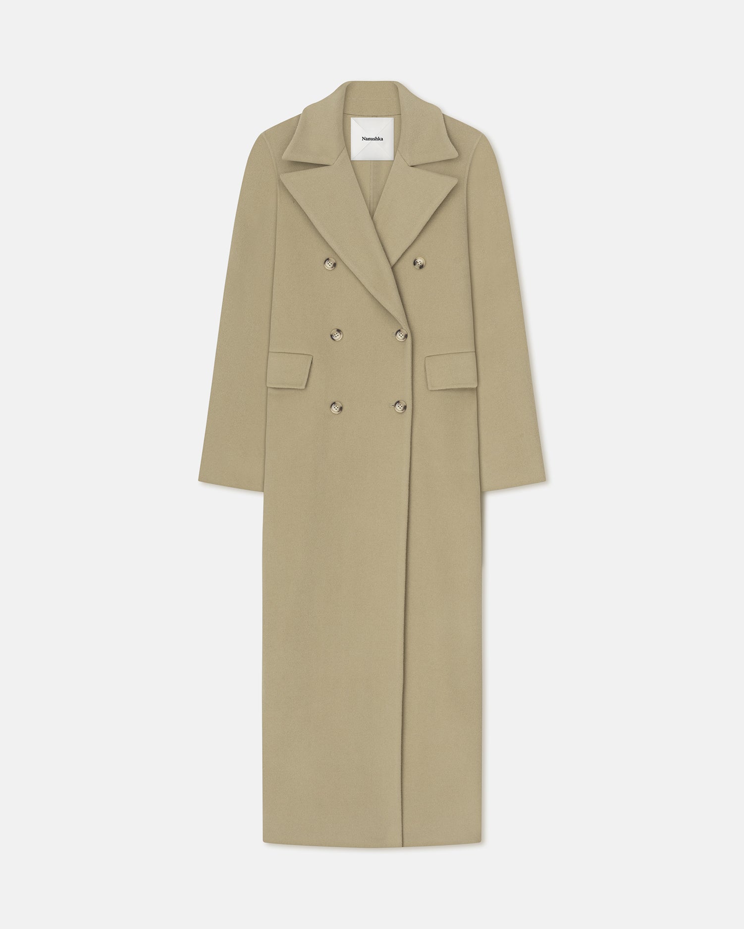 Damira - Double Wool And Silk Coat - Pale Olive