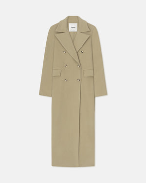 Damira - Double Wool And Silk Coat - Pale Olive