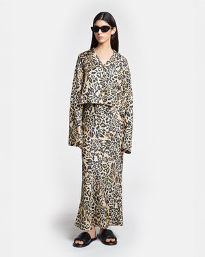 Vally - Cropped Printed Twill-Silk Shirt - Leopard