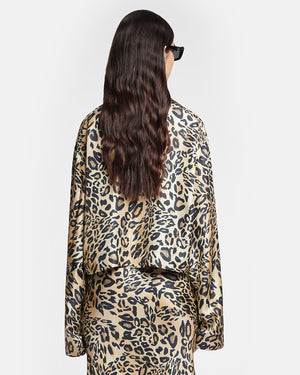 Vally - Cropped Printed Twill-Silk Shirt - Leopard