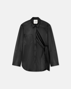 Ileka - Belted Okobor™ Alt-Leather Shirt - Black