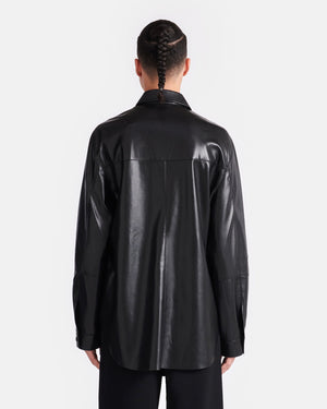 Ileka - Belted Okobor™ Alt-Leather Shirt - Black