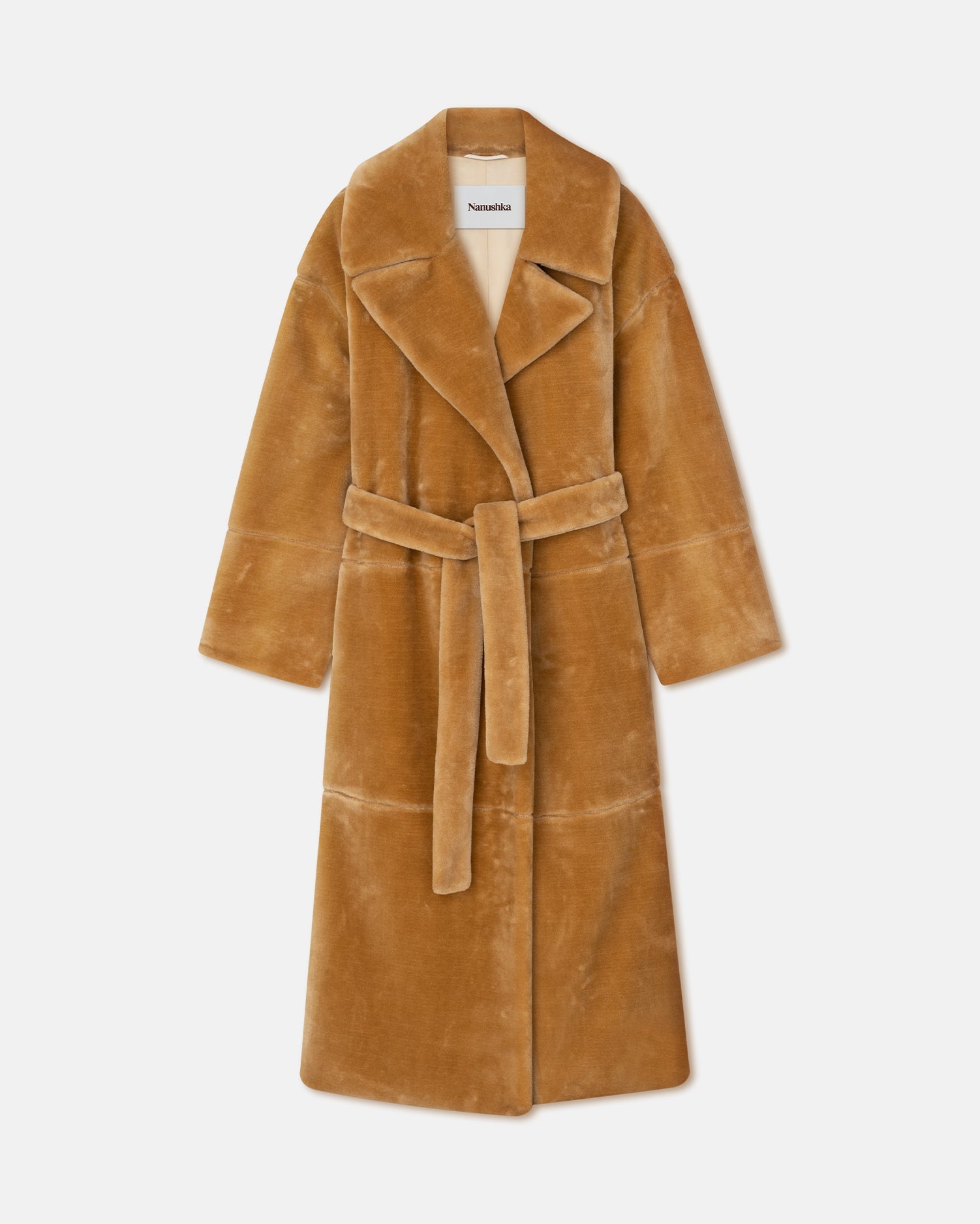 Carian - Faux Fur Trench Coat - Biscuit