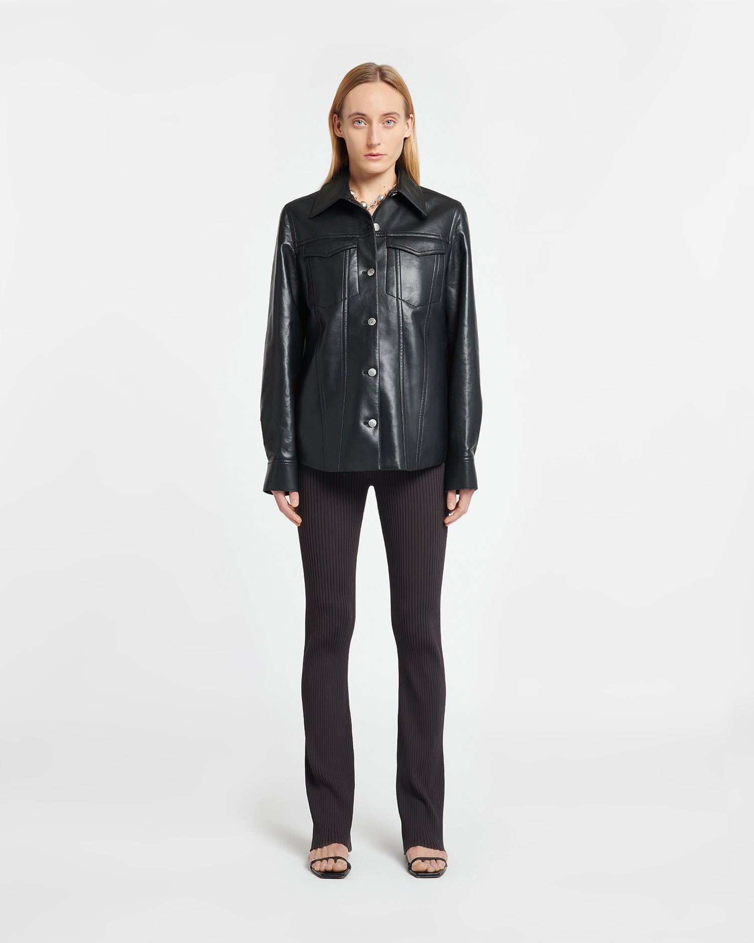 Rocio - Regenerated Leather Overshirt - Black