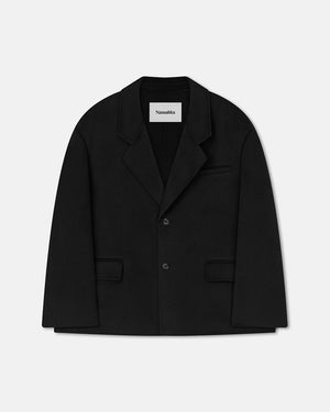 Sea - Double Wool And Silk Blend Boxy Blazer - Black