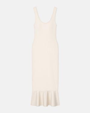 Talulla - Leather-Trimmed Ribbed-Jersey Midi Dress - Creme