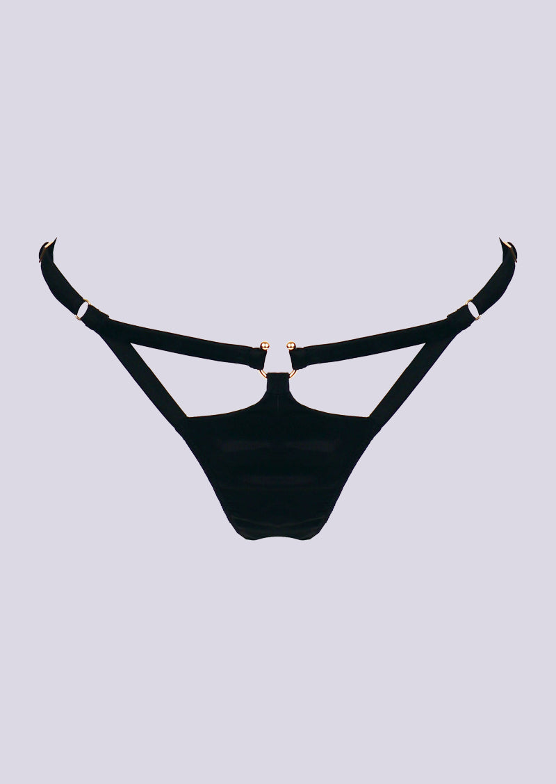 Clea Strap Thong Black