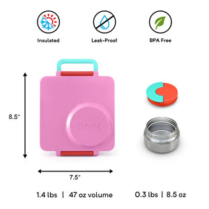 OmieBox - Insulated Pink Bento Lunch Box