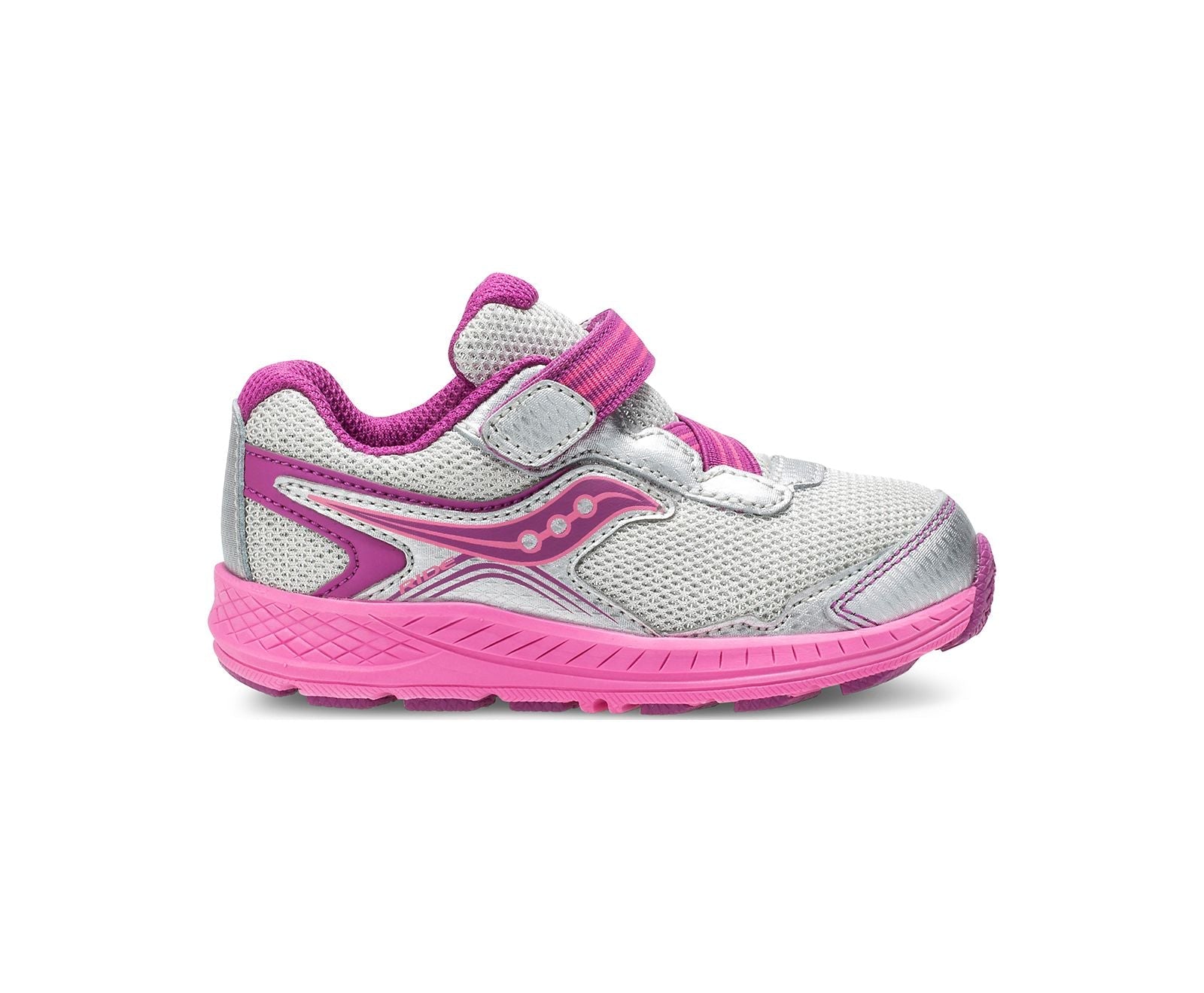 Saucony Toddler/Little Girls Ride 10 Jr. Velcro Sneaker Silver / Pink