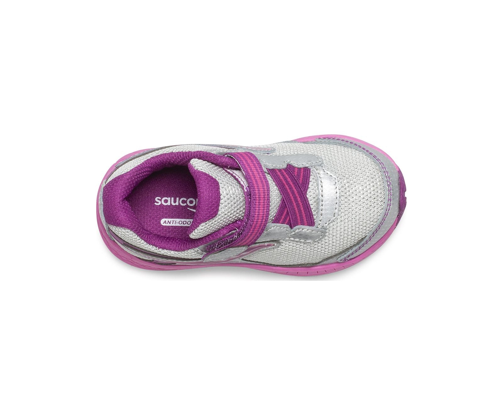 Saucony Toddler/Little Girls Ride 10 Jr. Velcro Sneaker Silver / Pink