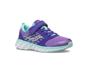 Saucony Little Girls Wind 2.0 A/C Velcro Sneaker Purple / Turquoise