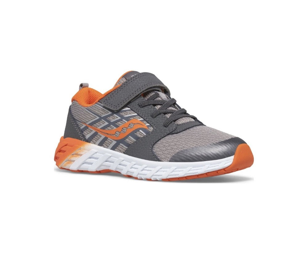 Saucony Little Boy's Wind 2.0 A/C Velcro Sneaker Grey / Orange