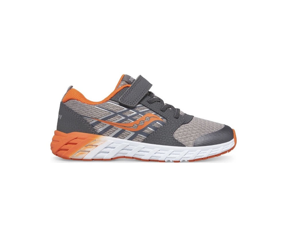 Saucony Little Boy's Wind 2.0 A/C Velcro Sneaker Grey / Orange