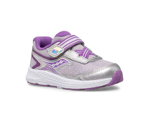 Saucony Toddler/Little Girls Ride 10 Jr. Velcro Sneaker Silver / Purple