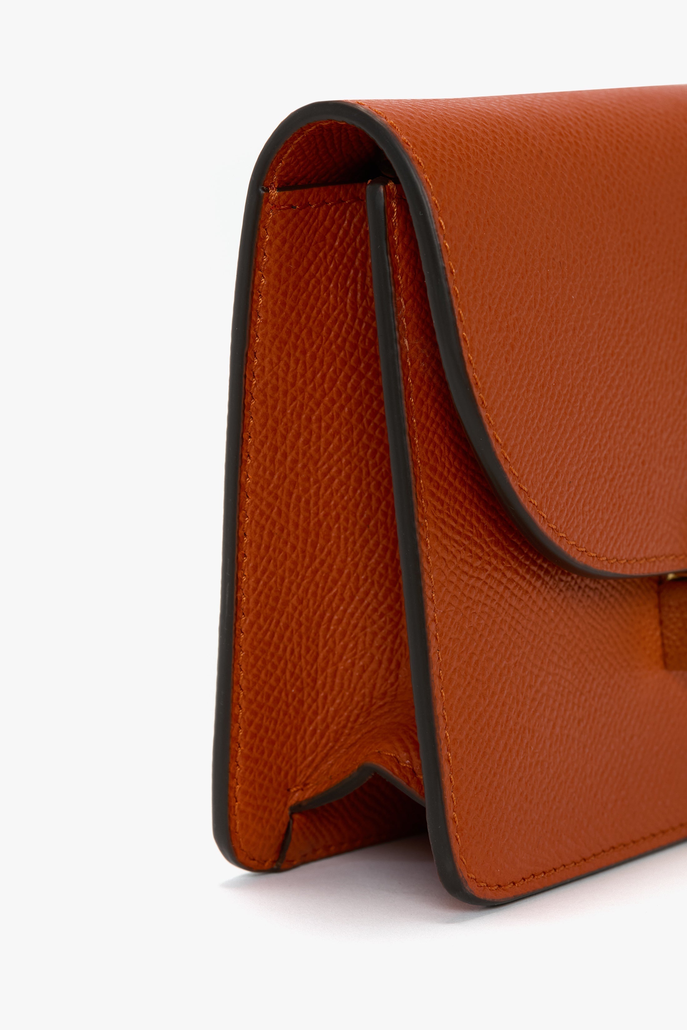 Nano Dorian Wristlet In Burnt Orange Grained Leather