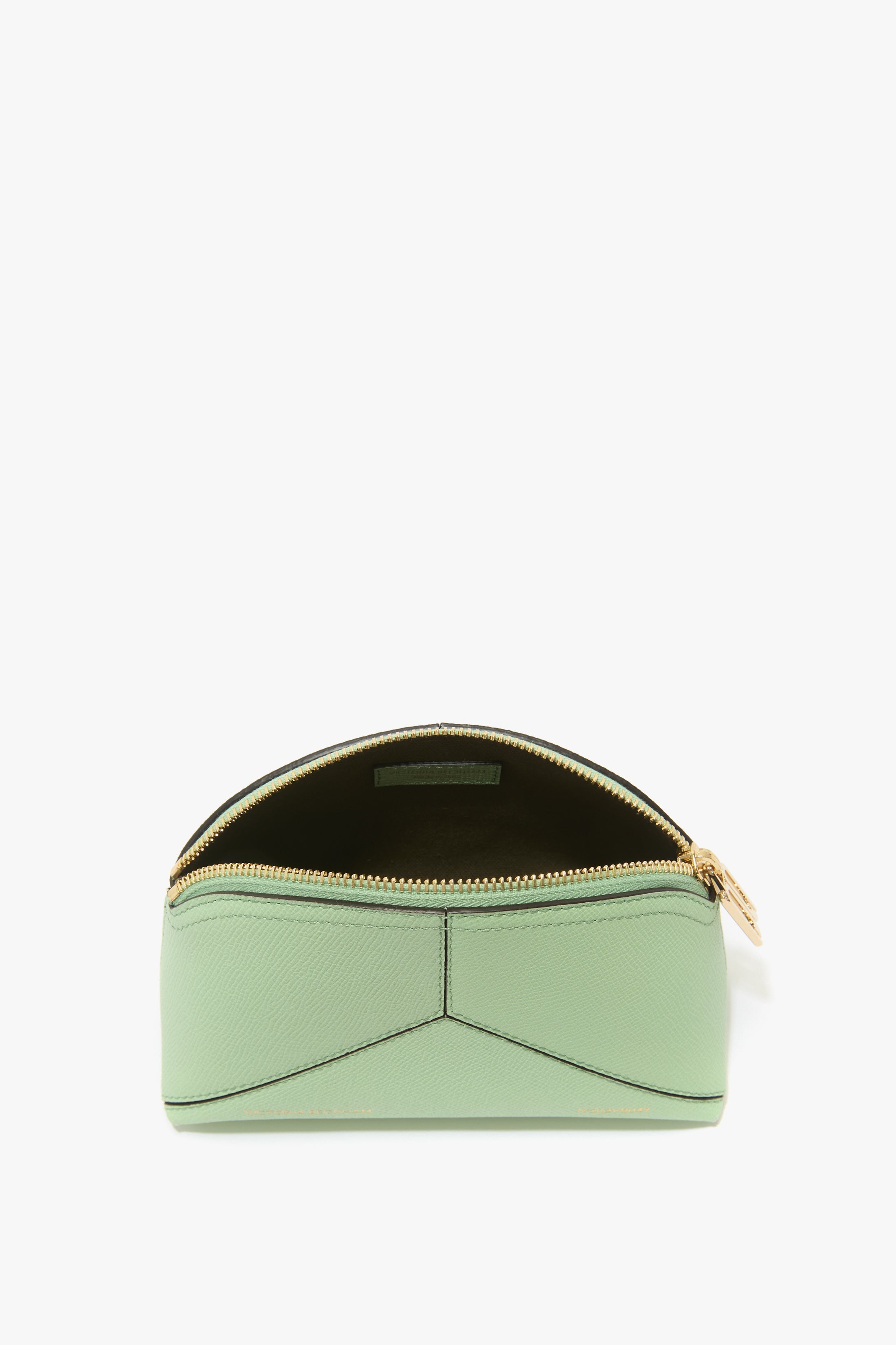 Victoria Mini Wash Bag In Jade Grained Leather