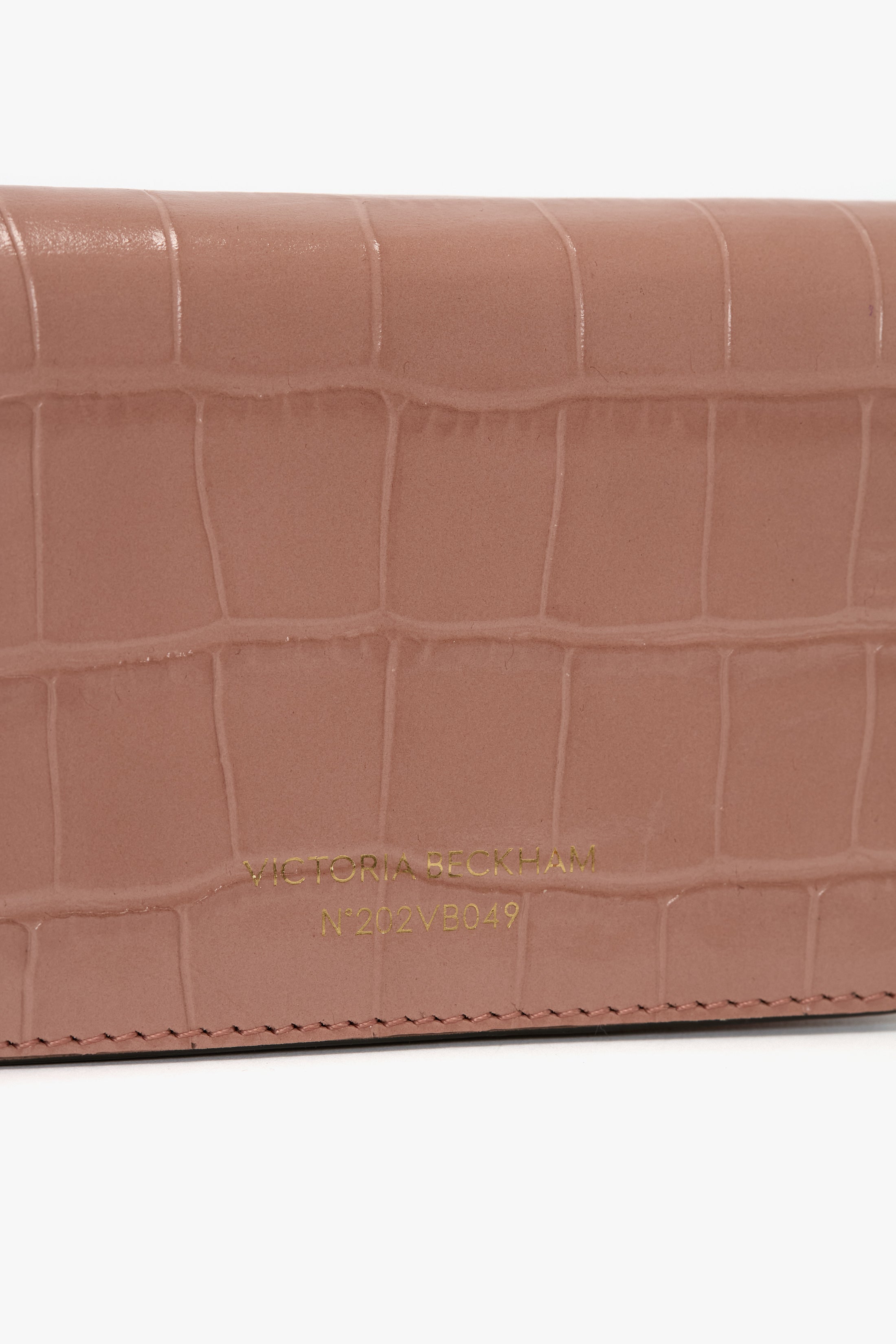 Micro Dorian Bag With Chain Strap In Blush Pink Croc Embossed Leather