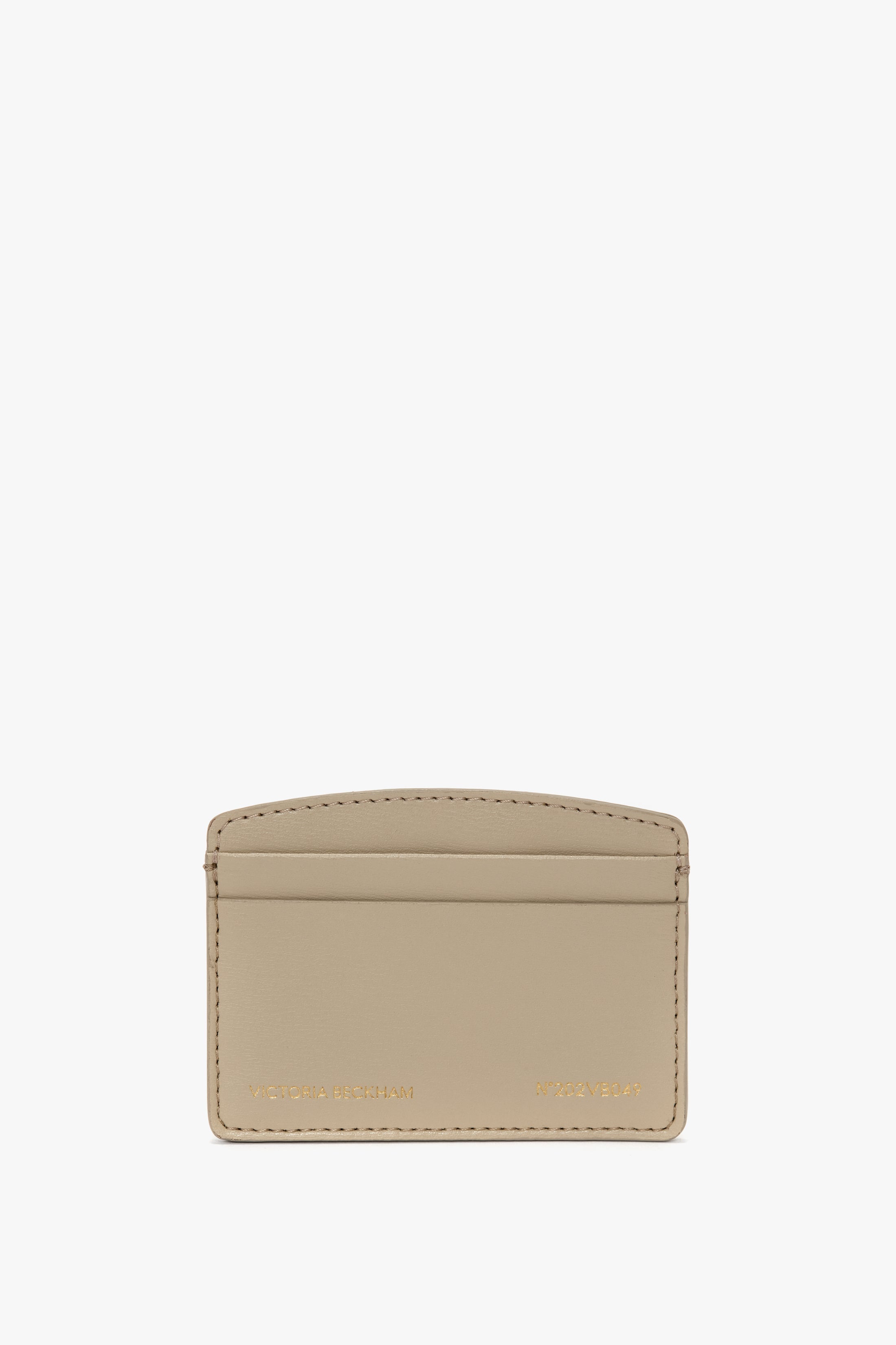 Victoria Card Holder In Taupe Grained Leather